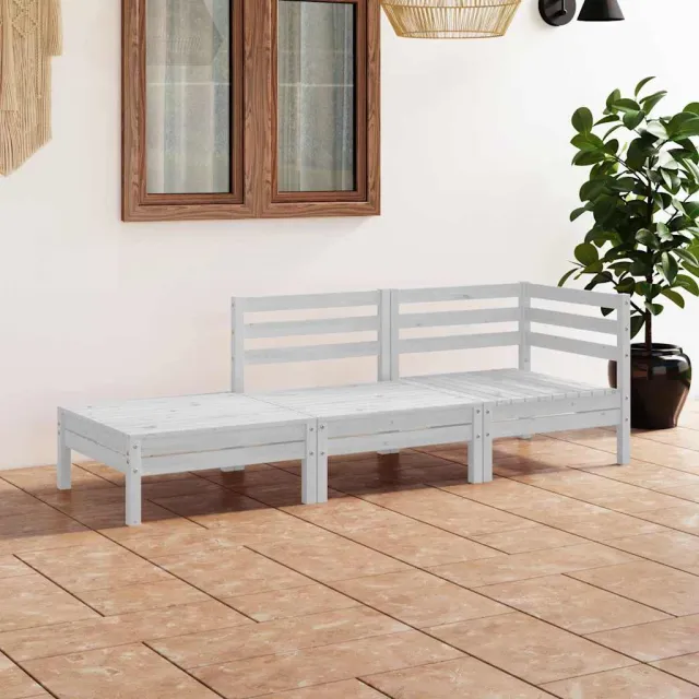 vidaXL 3-delige Loungeset massief grenenhout wit, foto 2