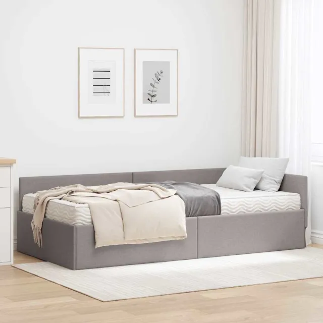 vidaXL Hoekbedframe met Matras 2 st Taupe 90 x 200 cm Stof