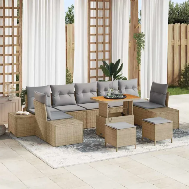 vidaXL Tuinbankenset 10 st Beige poly rattan