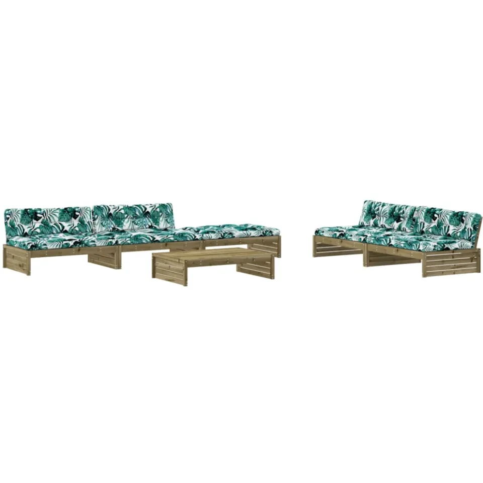 vidaXL 6-delige Loungeset met kussens geïmpregneerd grenenhout Bruin