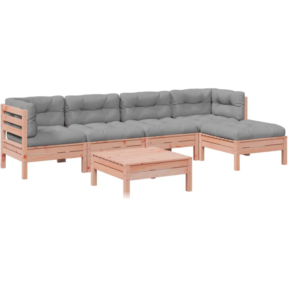 vidaXL 6-delige Loungeset met kussens massief douglas vurenhout Bruin