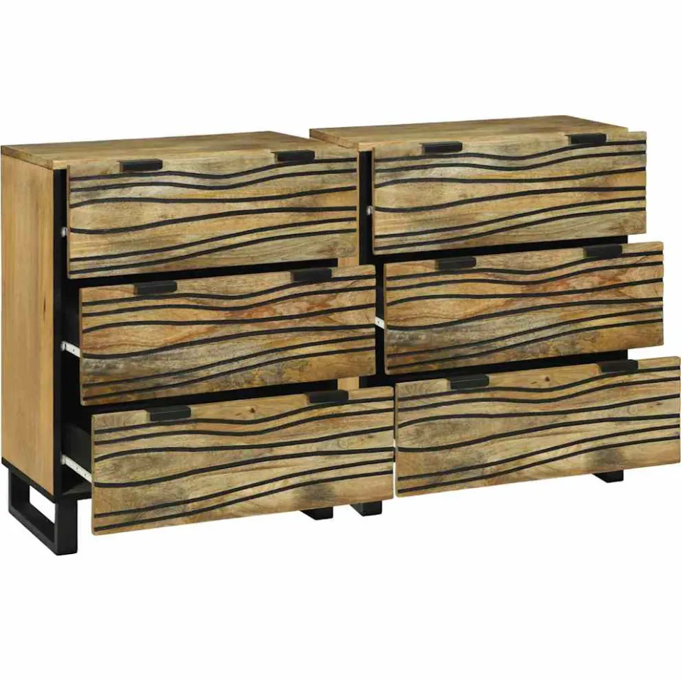 vidaXL Dressoir set 2 st Naturel 120 x 33 x 75 cm Massief Mango Hout, foto 2