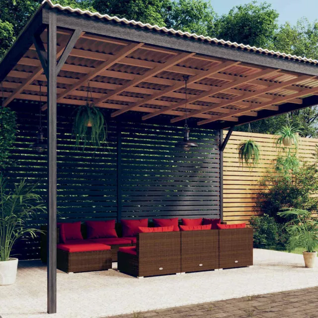 vidaXL 10-delige Loungeset met kussens poly rattan bruin, foto 2