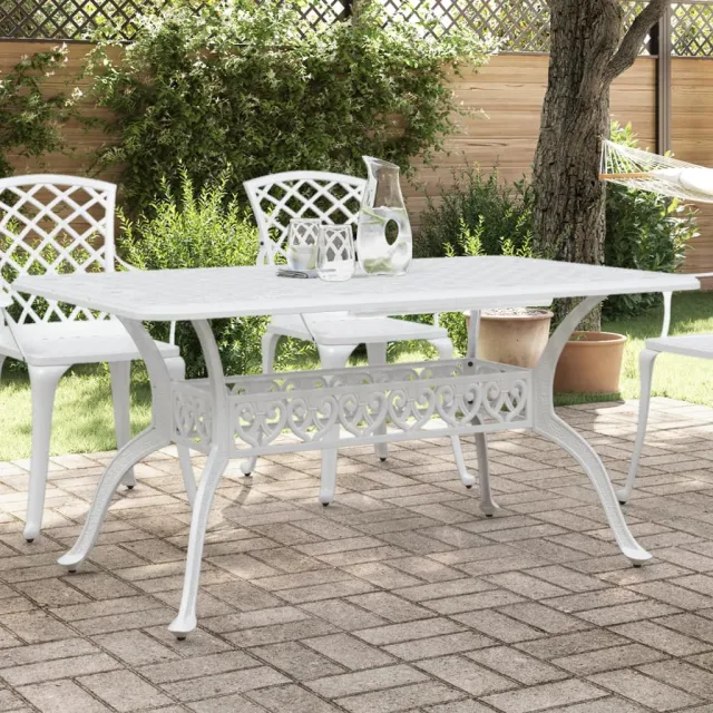 vidaXL Tuintafel 150x90x72 cm gietaluminium wit, foto 2