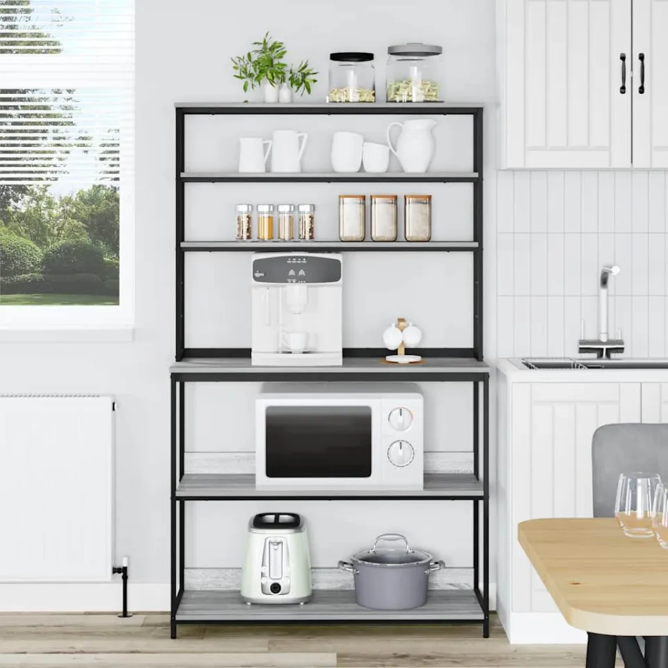 vidaXL Keukenplank 5-laags 100 x 40 x 168 cm Bewerkt hout Grijs Sonoma, foto 4