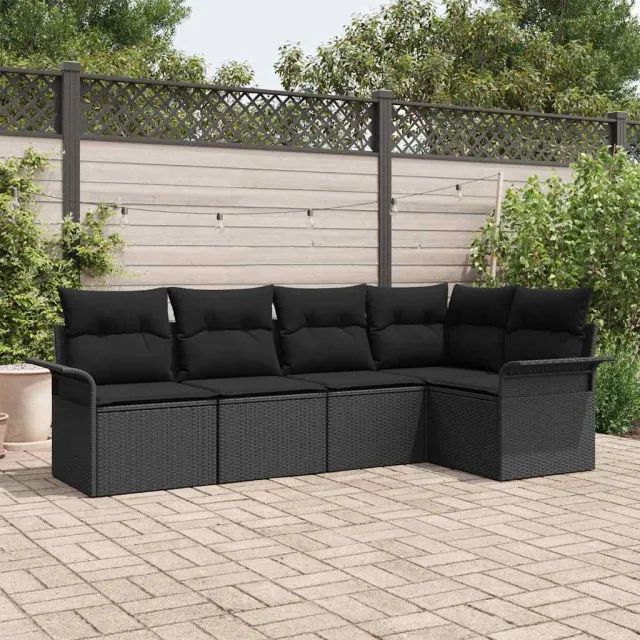 vidaXL Tuin Sofa Set 5 st Zwart poly rattan, foto 2