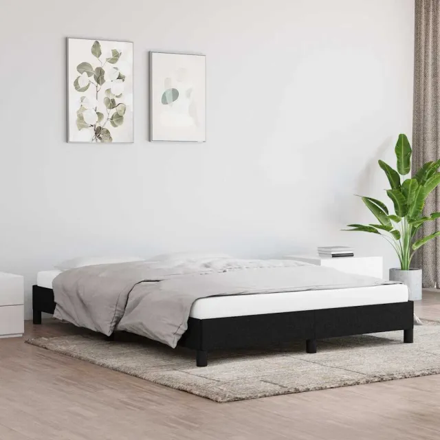 vidaXL Bedframe zonder matras stof zwart 140x190 cm