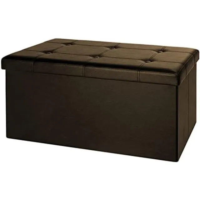 PromoHome Moderne 2-in-1 Zitbank met Opbergruimte Kunstleder Klapbaar 80x38x38cm 100l Opbergbank Poef Voetenbank "Bruin"