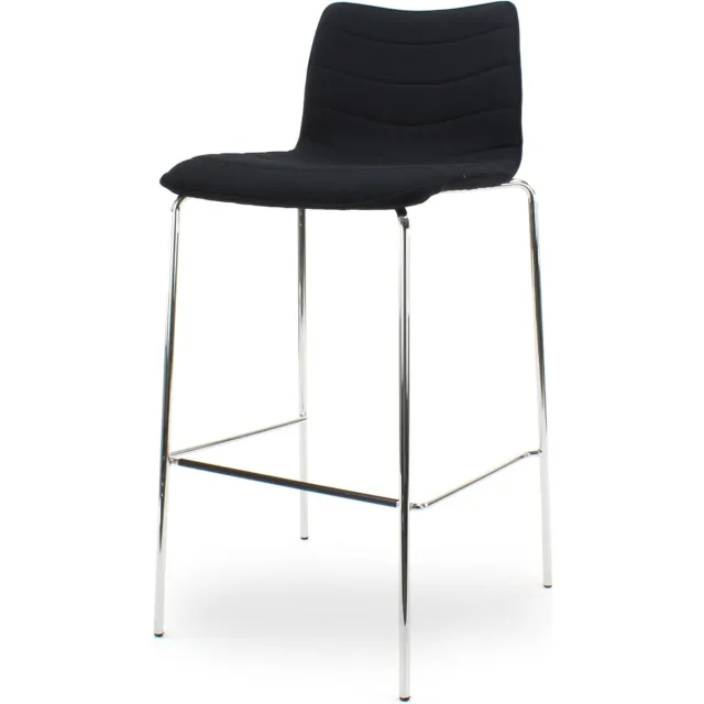 Workliving Verona Barkruk 75 cm - Zwart Mirage - Chroom onderstel Zwart - Chroom
