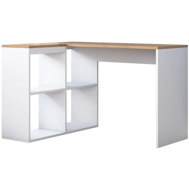 CaliCosy Hoekbureau in eiken- en witdecor L120 cm - CASSIE Eiklook