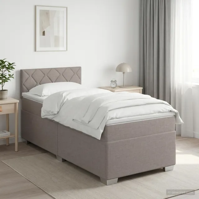vidaXL Boxspringbed met matras met hoofdeinde Taupe 80 x 200 cm Stof