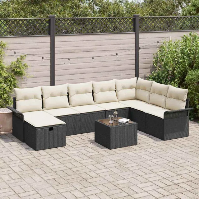 vidaXL Tuin Sofa Set 9 st Poly riet Bruin