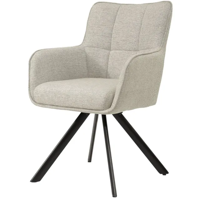 Livingfurn Eetkamerstoel Tori - Zand/Zwart - Set van 2