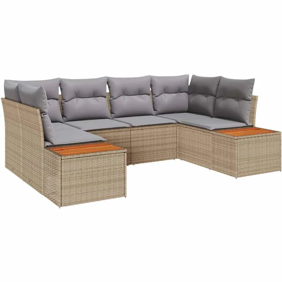 vidaXL Tuin Sofa Set 6 st Beige poly rattan