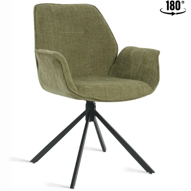 Nest of Nora Set van 2 - Nest of Nora design draaibare eetkamerstoelen met armleuning Livia - mosgroen