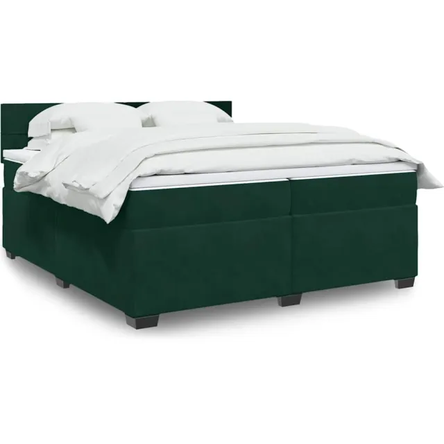 vidaXL Boxspring met matras fluweel donkergroen 200x200 cm groen