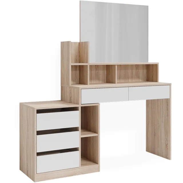 Vicco Anja Bureau – 139.8 x 40 cm met laden Wit/Sonoma