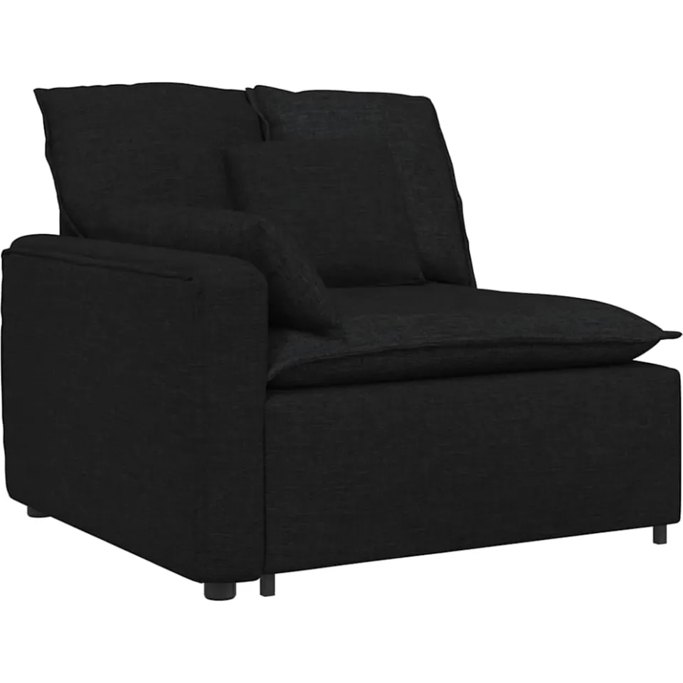 vidaXL Modulaire bank Armleuning eindmodule met kussens 100 cm zwart