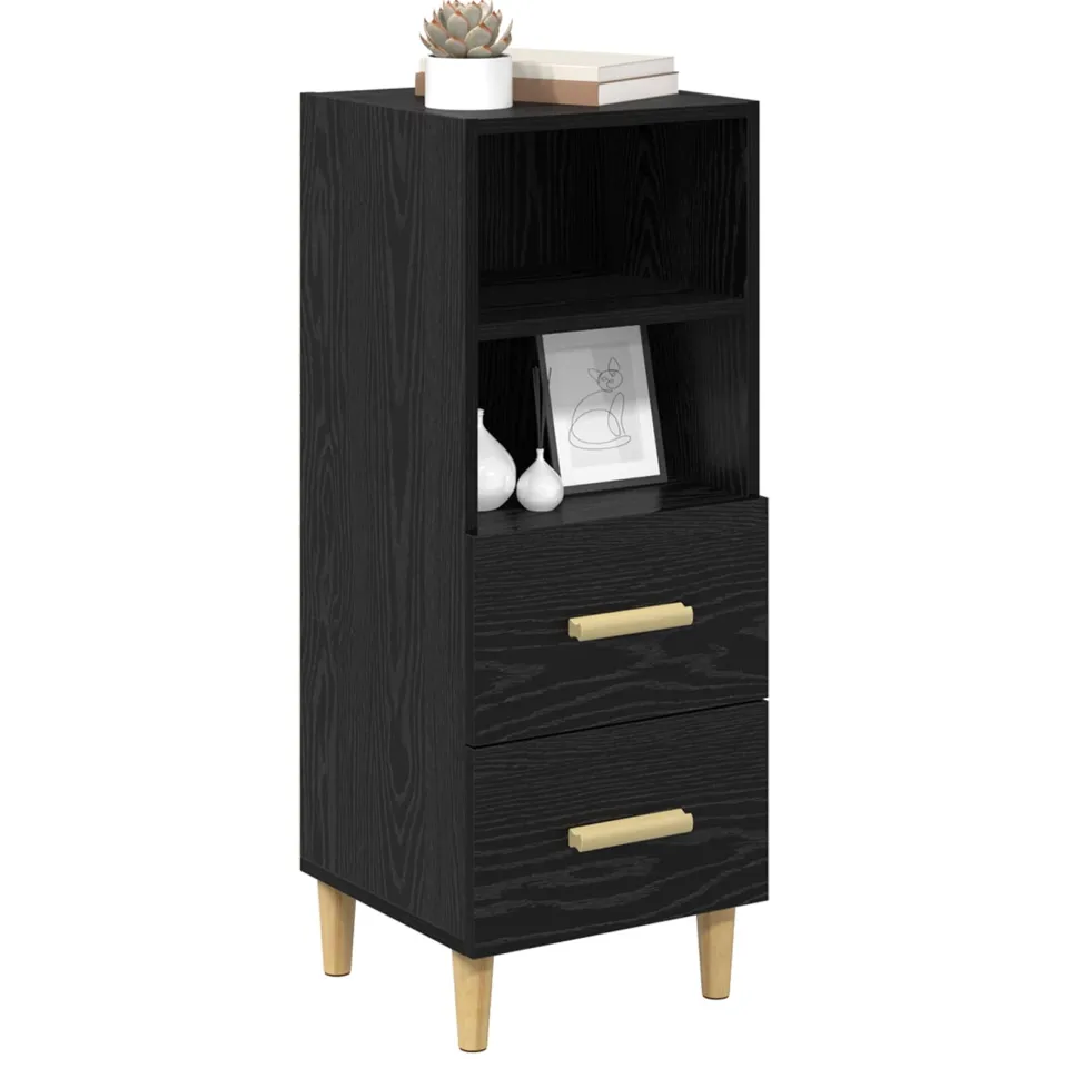 vidaXL Dressoir Zwart eiken 34 x 34.5 x 90 cm Bewerkt hout