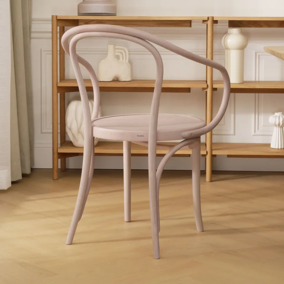 Fameg Venice No. 9 houten eetkamerstoel met armleuningen whitewash, foto 4