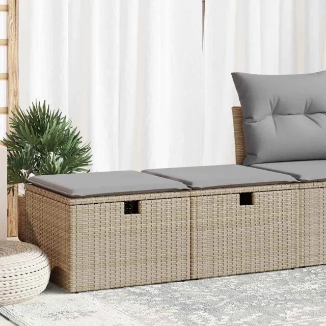 vidaXL 2-delige Loungeset met kussens poly rattan acacia beige, foto 2