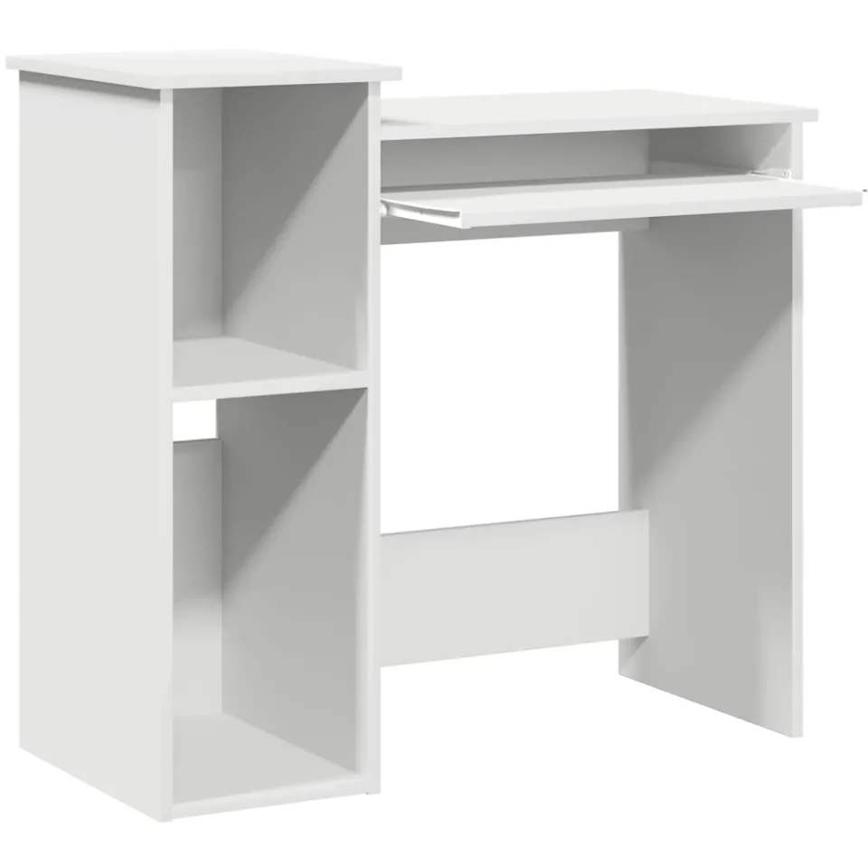 vidaXL Bureau met schappen 84x40x78 cm bewerkt hout wit, foto 4