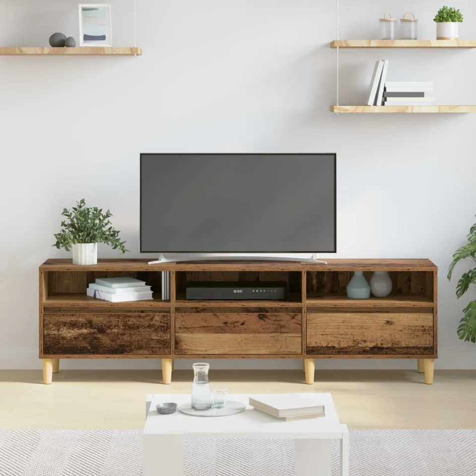 vidaXL TV-kast 150 x 30 x 45 cm Oud Hout Bewerkt hout bruin, foto 4