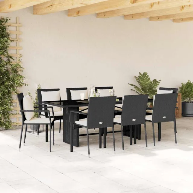 vidaXL 9-delige Tuinset poly rattan zwart, foto 2