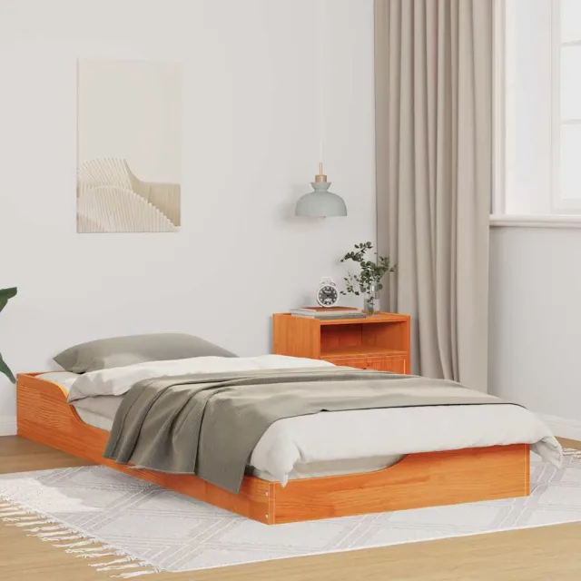 vidaXL Bedframe Wasbruin 100 x 200 cm Massief grenenhout