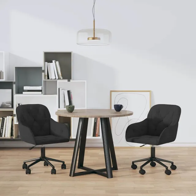 vidaXL Eetkamerstoelen draaibaar 2 st fluweel zwart, foto 2