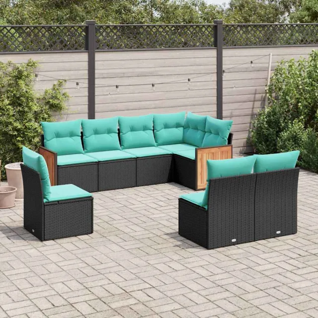 vidaXL 8-delige tuinbankset met kussens, zwart polyrotan, foto 2