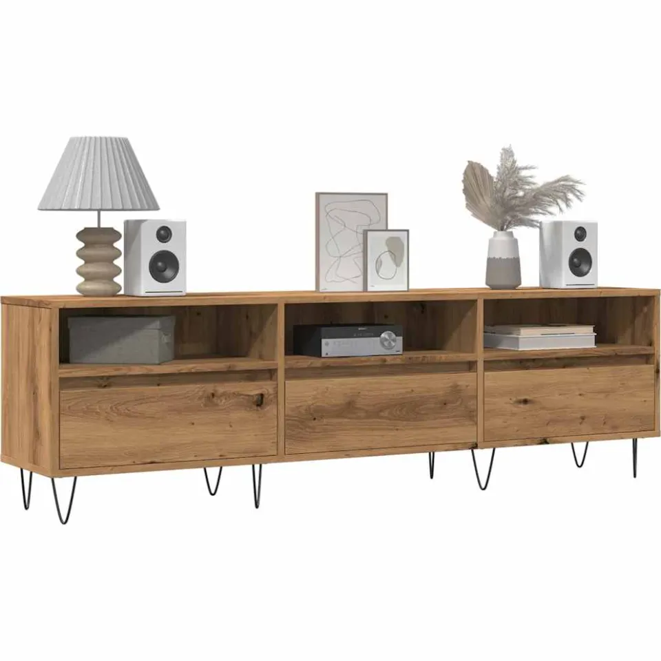 vidaXL Tv-meubel 150x30x44,5 cm bewerkt hout artisanaal eikenkleur, foto 3