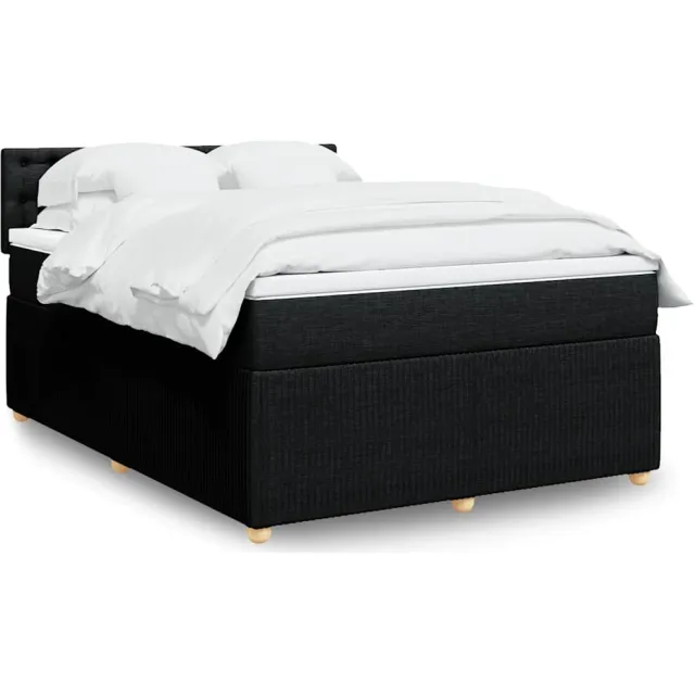vidaXL Boxspring met matras stof zwart 140x190 cm