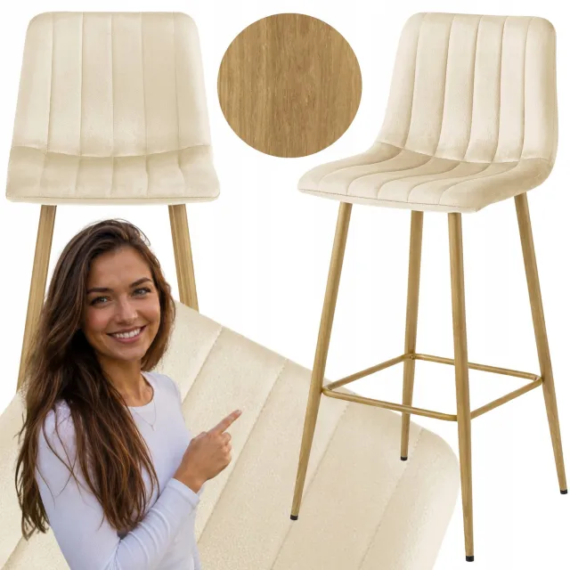 MUFART Luxe Velours Hoge Barstoel MARANELLO - Beige