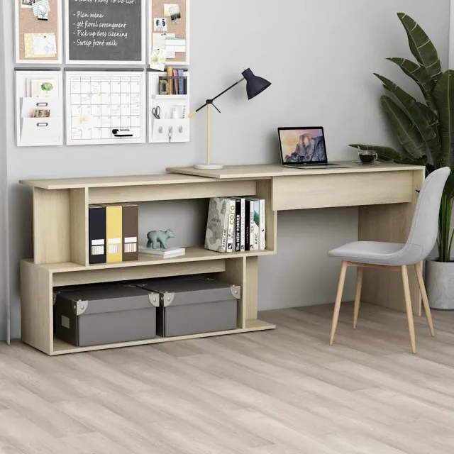 vidaXL Hoekbureau 200x50x76 cm bewerkt hout sonoma eikenkleurig Bruin