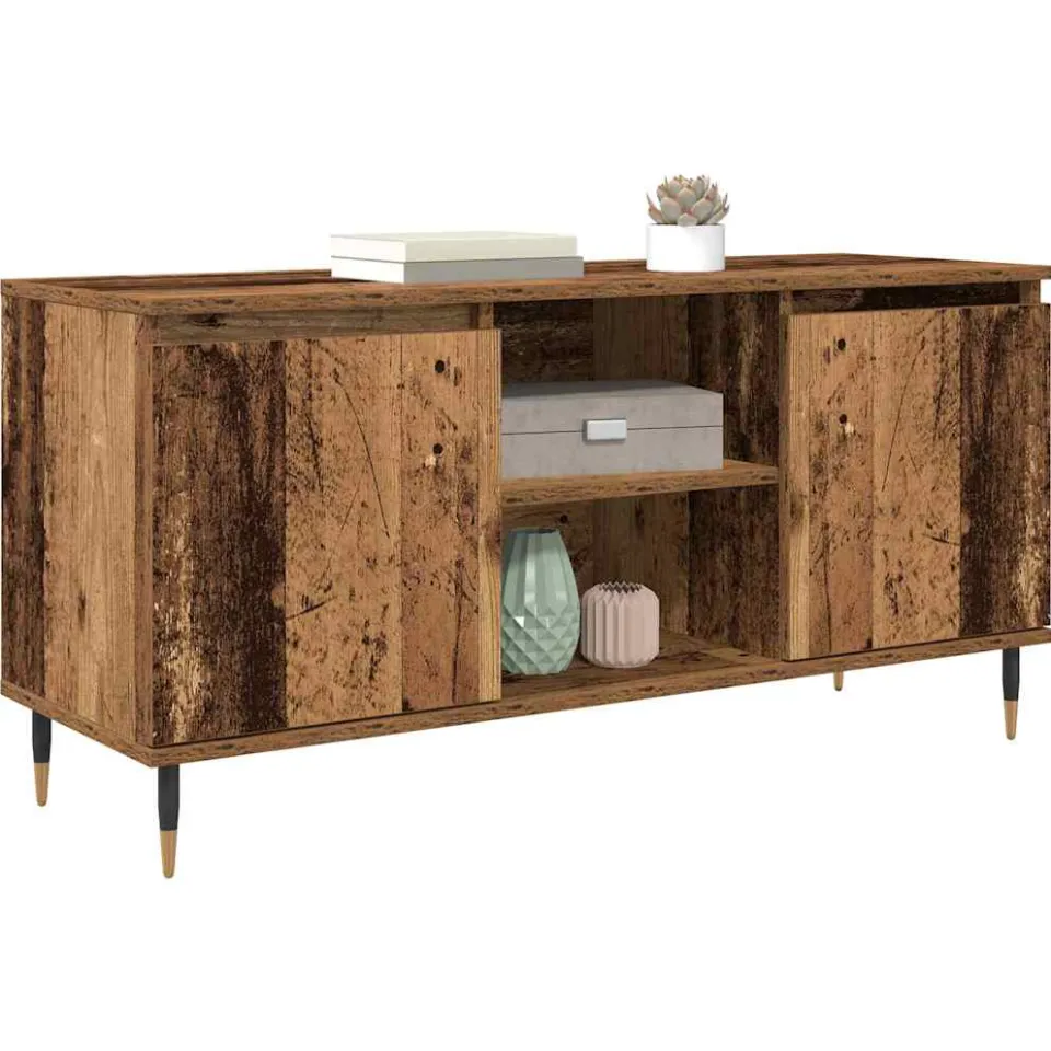 vidaXL TV-kast 104 x 35 x 50 cm Oud Hout Bewerkt hout Bruin