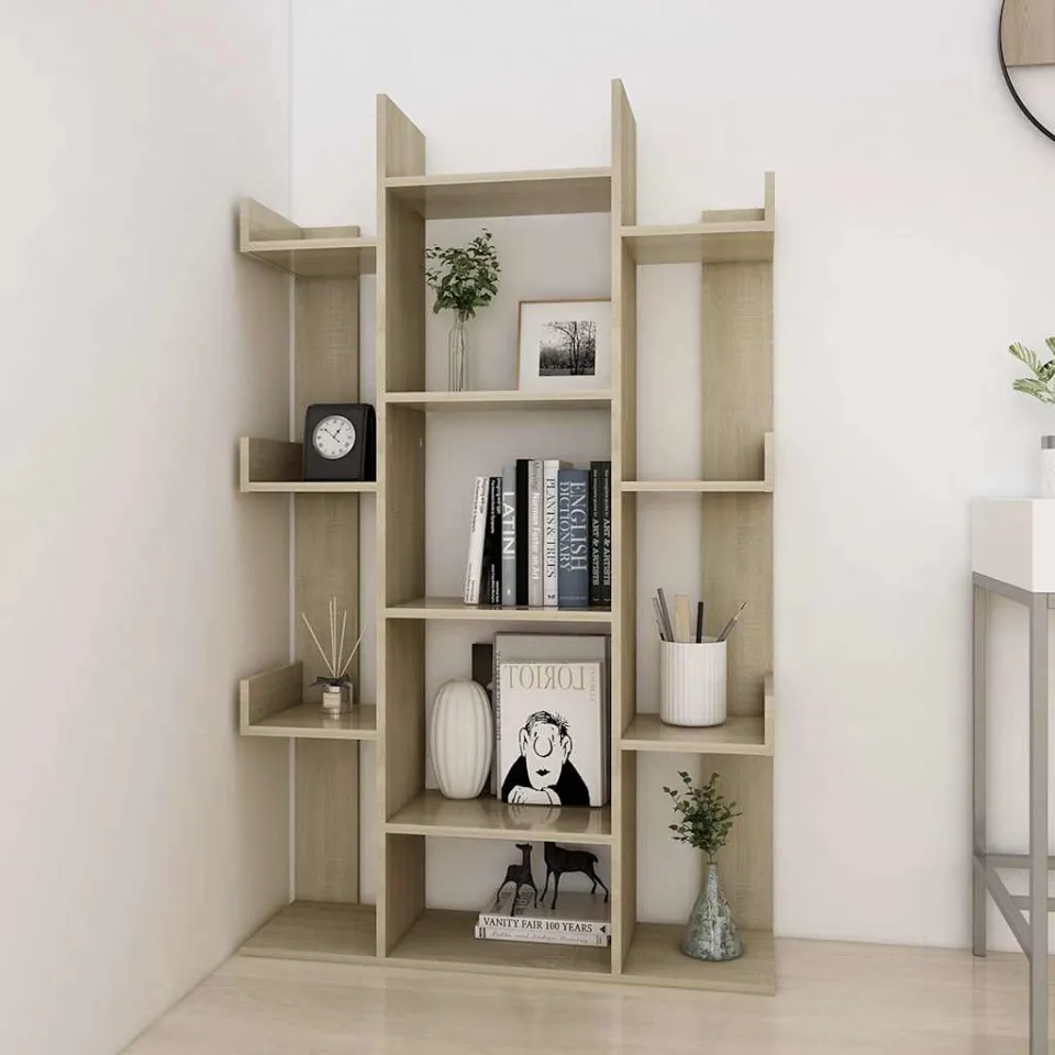 vidaXL Boekenkast 86x25,5x140 cm bewerkt hout sonoma eikenkleurig, foto 4