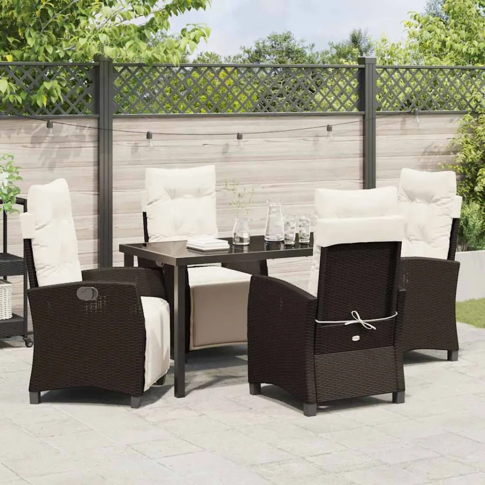 vidaXL Tuin eettafelset 5 st Bruin poly rattan, foto 3