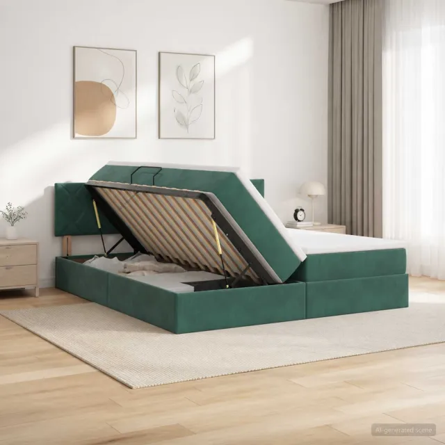 vidaXL Opslag bed met hoofdeinde 2 st Donkergroen