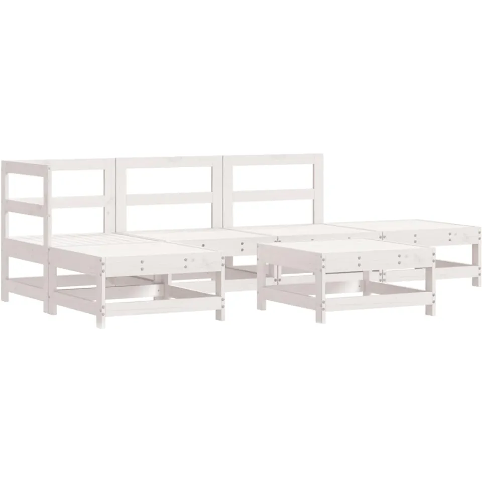 vidaXL 6-delige Loungeset massief grenenhout wit