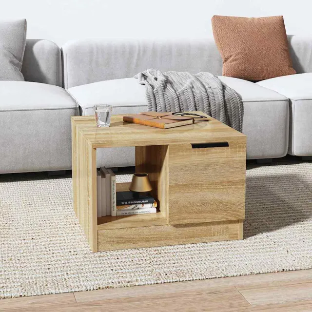 vidaXL Salontafel 50x50x36 cm bewerkt hout sonoma eikenkleurig, foto 2