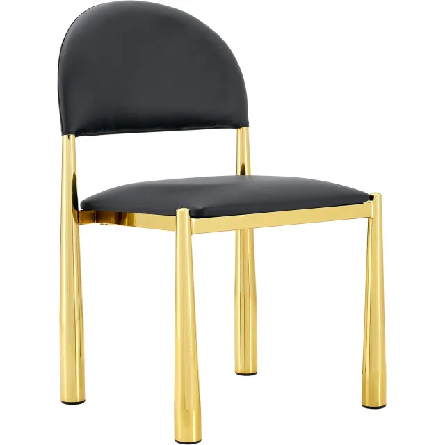 MUVANO Zwarte eetkamerstoelen set van 2 - Keukenstoelen - PU-kunstleer en metalen poten - Halfronde rugleuning - 80 cm hoog - Zithoogte 45 cm
