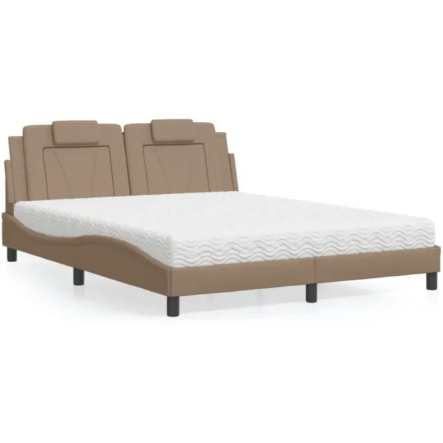 vidaXL Bed "Viana" met matras kunstleer cappuccinokleurig 160x200 cm Bruin