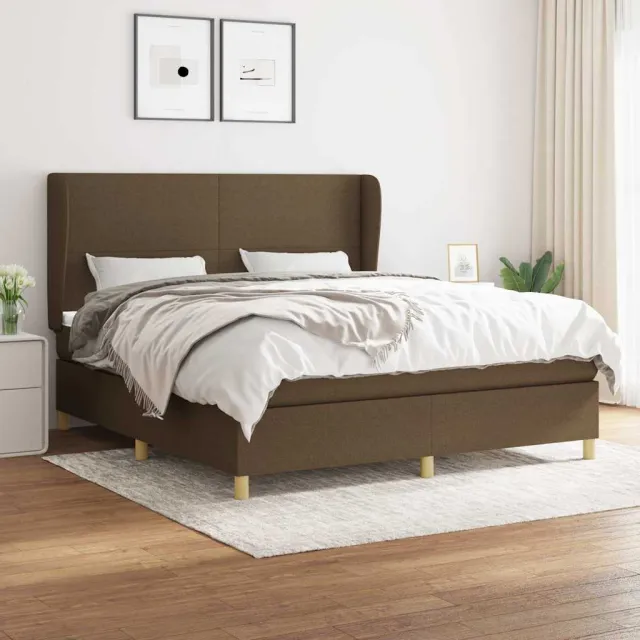 vidaXL Boxspring met matras stof donkerbruin 160x200 cm bruin