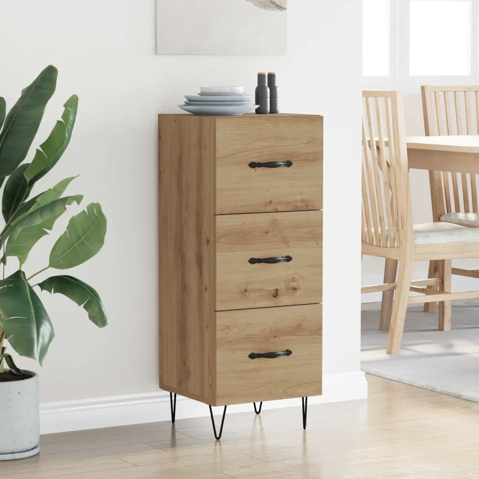 vidaXL Dressoir artisanaal eikenkleurig 34 x 34.5 x 90 cm Bewerkt hout, foto 3