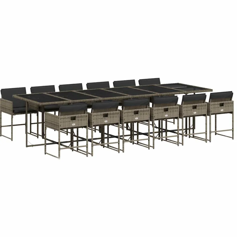 vidaXL 13-delige Tuinset met kussens poly rattan grijs, foto 3