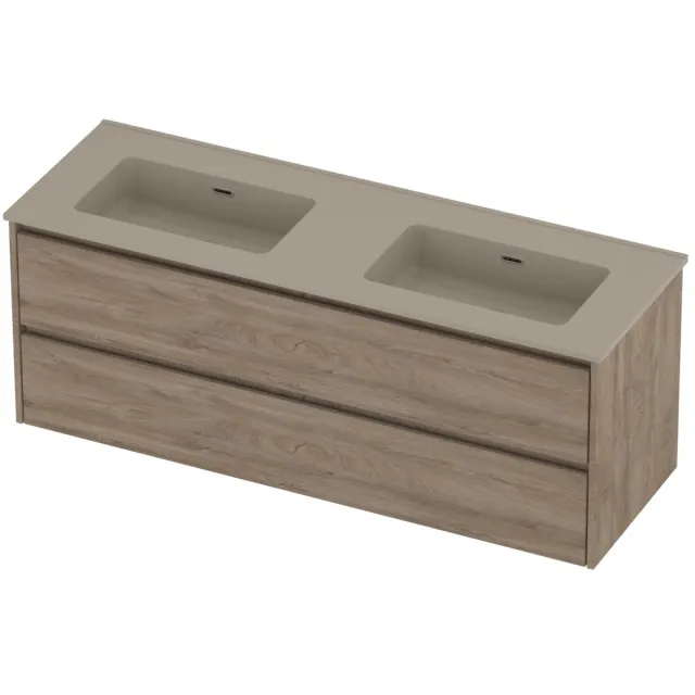 Proline Tribute Badmeubelset Porselein Elegant Dubbel 140x46x54 cm Mat Crème Cotton Raw Oak Eiken