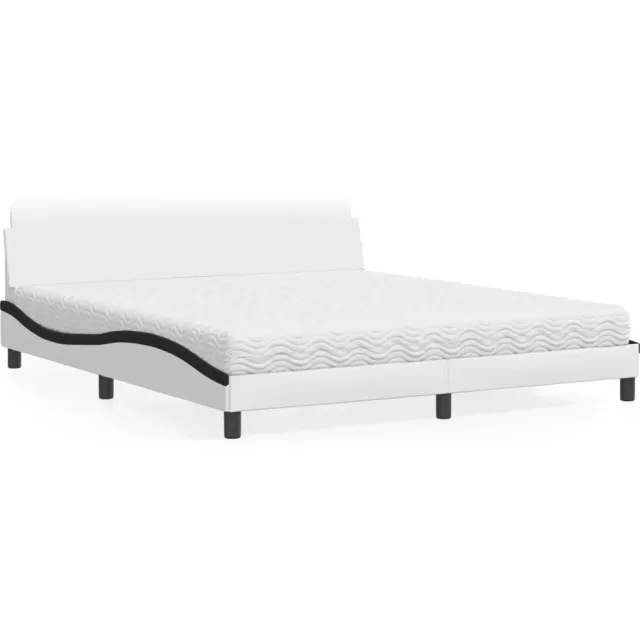 vidaXL Bed met matras "Dover" kunstleer wit en zwart 180x200 cm