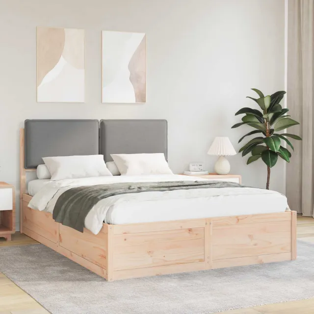 vidaXL Bedframe met Gevoerd Hoofdgedeelte Lichtgrijs 150 x 200 cm