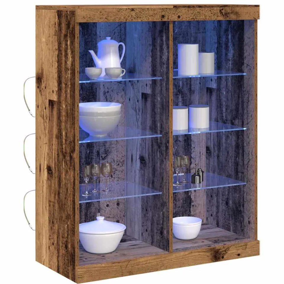 vidaXL LED Sideboard Oud hout 81 x 37 x 100 cm Bewerkt hout Bruin